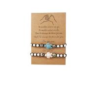 GAUEIOUR 2Pcs Sea Turtle Beads Bracelets For Women Men Couple Turquoise Retro Boho Woven Bracelest Beads with Card For Adjustable Good Friend Friendship Jewelry