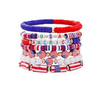 GAUEIOUR 4th of July Bracelets Accessories-American Flag Friendship Love Bracelets,Patriotic USA Jewelry for Men Women,A Patriotic Bracelet Stack Celebration