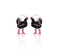GAUEIOUR Acrylic Boot Big Chicken Earrings,Fun Colored Boots With Chicken Hanging Earrings, Innovative and Personalized Farm Black Chicken Jewelry, Cute Earring Gifts
