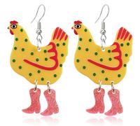 GAUEIOUR Acrylic Boot Big Chicken Earrings,Funny High Heels,Rooster Polka Dot,Personalized Earrings,Acrylic Rooster Earrings,Chicken Earrings for Women