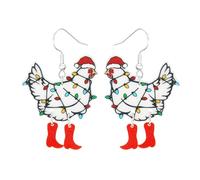 GAUEIOUR Acrylic Boot Chicken Earrings,Funny Christmas Chicken Dangle Earrings Farm Boots Chicken Hen Dangle Earring for Women,Cute Animal Christmas Earring