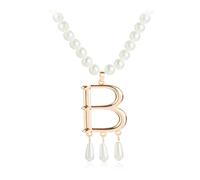 GAUEIOUR Anne Boleyn Ugly Betty Letter Pearl Necklace,A Niche Design With A Light And Luxurious French Fashion Necklace,Elegant And Minimalist Vintage Silver Necklace