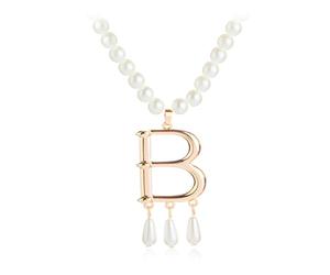 GAUEIOUR Anne Boleyn Ugly Betty Letter Pearl Necklace，A Niche Design With A Light And Luxurious French Fashion Necklace，Elegant And Minimalist Vintage Silver Necklace