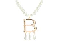 GAUEIOUR Anne Boleyn Ugly Betty Letter Pearl Necklace, Luxurious English Pearl Pendant Necklaces, Creative Queen Sweater Chain, Fashionable Letter Jewelry Necklace, Women's Jewelry Party Gift