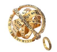 GAUEIOUR Astronomical Sphere Ball Ring,3D Retro Flipped Deformable Universe Ring,Golden alloy,Unique Gothic Style,Showcasing A Dreamy Universe