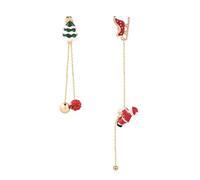 GAUEIOUR Asymmetric Santa Earrings,Silver Needle Long Chain Tassel Pendant Earrings, Christmas Themed Decorations, Fashionable Holiday Decorations, Girls' Christmas Jewelry Gifts