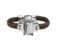 GAUEIOUR Attack Anime Bracelet,Scout Regiment Badge Cosplay Leather Rope Weaving Bracelets Anime Fans Advanced Atmosphere Bracelet