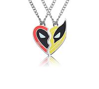 GAUEIOUR BFF Necklace for 2,Personality Best Friendship Matching Half-Hearted Alloy Red and Yellow Pendant Necklaces Set