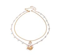 GAUEIOUR Bohemian Puka Shell Necklace,Ocean Style Metal Alloy Starfish Shell Necklace Set, Women's Imitation Pearl Layered Chain Necklace, Summer Beach Holiday Surfer Jewelry (Necklace * 2)