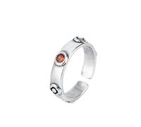 GAUEIOUR Castle Ring,European and American Style Fashionable Temperament Rings,Couple Vintage Alloy Jewelry,Anime Peripheral Role-playing Opening Ring(Ancient Silver Dark Red)