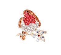 GAUEIOUR Christmas Brooch Badge Pins,Red Rhinestone Animal Robin Bird Sparkly Badge Pins for Women Men Clothes Party Decoration Boutique Fashion Jewellery Presents