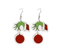 GAUEIOUR Christmas Grinch Earring,Novelty Wooden Pendant Earrings, Women's Fashion Festival Decoration, Christmas Theme Decoration, Personalized Funny Gifts