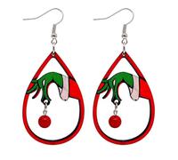 GAUEIOUR Christmas Grinch Wooden Earrings,Novelty Animated Christmas Wooden Pendant Earrings, Fashionable Holiday Decorations, Christmas Themed Decorations, Christmas Gifts for Women and Girls