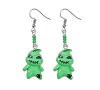 GAUEIOUR Christmas Nightmare Earrings,Creative Halloween Decorative Earrings,Halloween Decorative Earring,Green Monster Earring(Green)