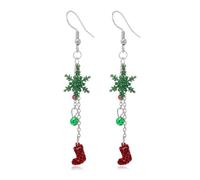 GAUEIOUR Christmas Snowflake Socks Earrings,Colorful Bell Alloy Hollow Out Snowflake Earrings as a Gift,Holiday Themed Jewelry