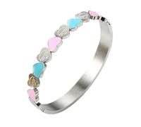 GAUEIOUR Colorful Heart-Shaped Titanium Steel Bracelet,Creative Sweet Letter Bracelet,Cute Love Heart Bracelets,Fashionable and Minimalist,For Girls and Ladies
