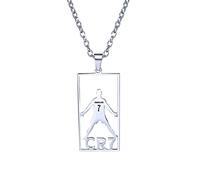 GAUEIOUR CR7 Football Star Pendant Necklace,Champions League Stainless Steel Tag Necklace, O Chain, Universal for Men and Women, Jewelry Gift for Football Fans(Silver)
