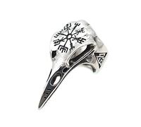 GAUEIOUR Crow Skull Rings,Vintage Viking Jewelry, Punk Crow Skull Ring for Men Women, Animal Amulet Copper Jewelry, Unisex, Vintage Jewelry Gift (Silver Model)