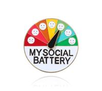 GAUEIOUR Cute My Social Battery Slider Pin, Funny Interactive Round Brooch Enamel Pins, Social Anxiety Lapel Badge Antisocial Decorative Jewelry Accessories