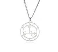 GAUEIOUR Demon God Symbol Necklace,Stainless Steel Fashion Style Necklace,Hollow Out Jewelry For Men and Women's Necklaces, Special Seal Necklace(Steel Color)