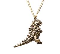 GAUEIOUR Dinosaur Necklace,Monster Trend Alloy Necklace,Vintage Pendant for Film and Television Peripherals,Creative Cartoon Animal Mini Model Necklace(Ancient Gold)