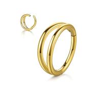 GAUEIOUR Double Row Separate Nose Ring,Stainless Steel Double-layer Hinge Perforated Nose Ring Pierced Nose Ring Earrings Conch Perforated Cartilage Ring(Gold)