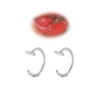 GAUEIOUR Fake Nose Lip Ring,No-Piercing Fake Nose Lip Helix Clip-On Earring Ear Cuff,Faux Body Piercing Jewelry for Women Men(Silver)