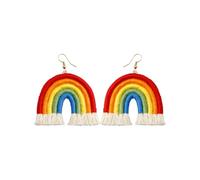GAUEIOUR Gay Pride Rainbow Woven Tassels Showcase Personality Exaggeration Niche Earrings Fashion Novelty Design Unique Exquisite Accessories