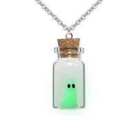GAUEIOUR Glow in Dark Ghost Necklace,Drift Bottle Pendant Necklace,Halloween Role Play Party Jewelry,Guard, Bring Good Luck, Novelty Bottle Ghost Jewelry Gift