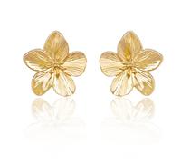 GAUEIOUR Gold Big Flower Earrings Vintage Boho Stud Five-Petal Flower Earring Drop Dangle Alloy for Woman Wedding Party Hypoallergenic Jewelry