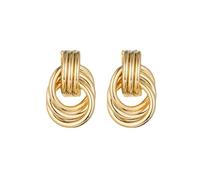 GAUEIOUR Gold Statement Geometric Dangle Drop Earrings,Vintage Metal French Style Earrings, Women Girls Chunky Trendy Knot Stud Long Twisted Link Jewelry, Fashionable Jewelry Gifts