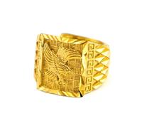 GAUEIOUR Gold Wide Face Fashion Eagle Ring,Golden Flying Eagle Men's Ring, Personalized Alloy Jewelry, Emblem of Freedom, Courage, and Perseverance, Fashion Jewelry Gift (Size 7)