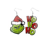 GAUEIOUR Grinch Asymmetric Earrings, Exaggerated Acrylic Earrings, Funny Cartoon Accessories, Irregular Christmas Earrings, Acrylic, No Gem