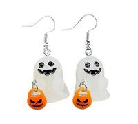 GAUEIOUR Halloween Earrings for Women,Glow-In-The-Dark Ghost Earrings, Ghost Pumpkin Luminous Resin Pendant Holiday Accessory, Halloween Party Jewelry Gift for Teenage Girls