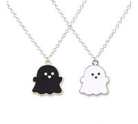 GAUEIOUR Halloween Ghost Black and White Necklace,Sweet Girlfriend Necklaces, Couple Double Necklaces,Parent Child Versatile Necklace Pendant