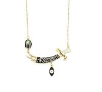 GAUEIOUR Hamsa Hand Evil Eye Curved Blade Pendant Necklace, Gold Plated Thin Chain Cultural Inspired Jewelry.Daily Wear Accessory