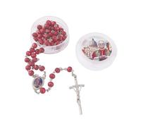 GAUEIOUR Handmade Wooden Catholic Rosary, Pope XIV Red Rose Petals Scented Wooden Rosary, Religious Prayer Cross Decorative Necklace, Women's Daily Prayer Jewelry Gifts