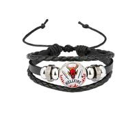 GAUEIOUR Hell Fire Bracelet,Stranger Eleven Ives Mike Classic Science Fiction Theme Element Club Pendant Bangles,Simple Jewellery Friendship Adjustable Drop Woven Leather Party Costume Accessories