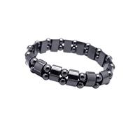 GAUEIOUR Hemys Hematite Bracelet, Double-Layer Natural Stone Beads Adjustable Elastic Fidget Bracelet,Black Hematite Stylish Luck Inspirational Wrist Jewelry for Men and Women