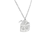 GAUEIOUR Juice Box Necklace for Women Men Fashion Jewelry Hip Hop Trend Personality Stainless Steel Silver Chain Beverage Box Pendant Presents Decorations
