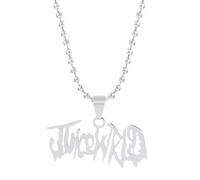 GAUEIOUR Juice WRLD Letter Shaped Pendant Necklace for Rapper Singer Fans | Silver-Plated Font Alloy Charm Ball Chain Necklace, Street Fashion Hip Hop Rapper Fan Statement Jewelry Gift for Music Lovers