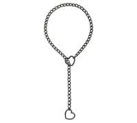 GAUEIOUR Link Chains Necklace,Women Clavicle Choker With Heart Pendant,Slip Chain Heart Ring Long Necklace,Punk Rock Cuban Long Chain for Women,Adjustable Stainless Steel Necklaces(Black)