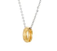 GAUEIOUR Lord of the Rings Pendant Necklace,Personalized Versatile Inside and Outside Engraved Pendant Necklace in Stainless Steel Ring(Gold)