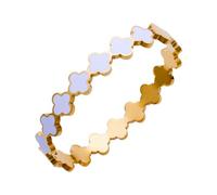 GAUEIOUR Lucky Four Leaf Clover Row Bangle Bracelet,White Titanium Steel Cuff Bracelet Jewelry Love Christmas Valentines Days Presensts for Women Girls