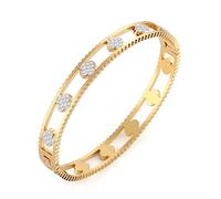 GAUEIOUR Lucky Leaf Bracelet,Simple Titanium Steel Studded Diamond Hollow Buckle Bracelet for Women,Stainless Steel Light Luxury Zircon Bracelets (Gold)
