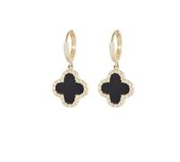 GAUEIOUR Lucky Leaf Irish Earrings,New Silver Needle Emerald Black Leaf Earrings, Simple and Lucky Personality Diamond Leaf Earrings,Charm Irish Party Gift(Black)