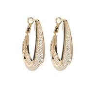 GAUEIOUR Lymphatic Fashion Oval Earrings,Metal Mesh Crystal Circle Mesh Hollowed Out Crystal Circle Earrings,Shiny Temperament Women's Earring(Gold)