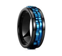GAUEIOUR Men's Anxiety Ring,Mens Blue Gear Spinner Rings Stainless Steel Ring,Stress Relief Fidget Ring,Cool Titanium Steel Fidget Ring（Size 7）