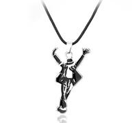 GAUEIOUR Michael Jackson Dance Logo Souvenir Necklace Dance King Pendant | Classic Raised Arm Dancing Figure Enamel Neck Jewelry, Retro Simple Black Cord Neck Accessory For Daily Matching
