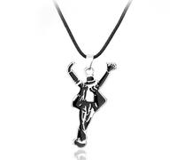 GAUEIOUR Michael Jackson Dance Logo Souvenir Necklace,World Dance King Alloy Pendant Cool Necklace,Classic Action Style Fashion Retro Necklaces